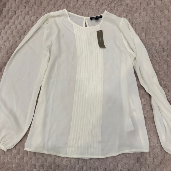 J.Crew Pleated Button-Back Top Blouse Ivory BU101 XXS NWT - Picture 5 of 8